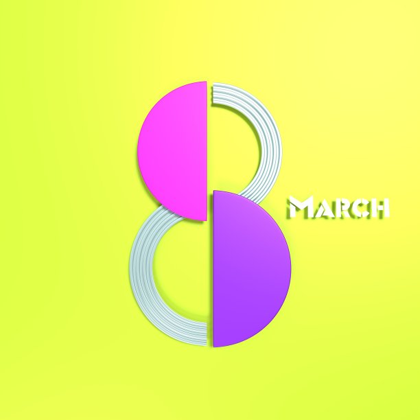 3月8日:黄色背景的国际妇女节图片下载