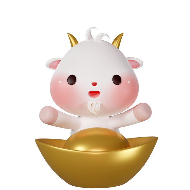 可爱的生肖山羊的3D渲染插图图片下载