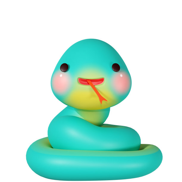 3D渲染插图，可爱的生肖蛇图片下载