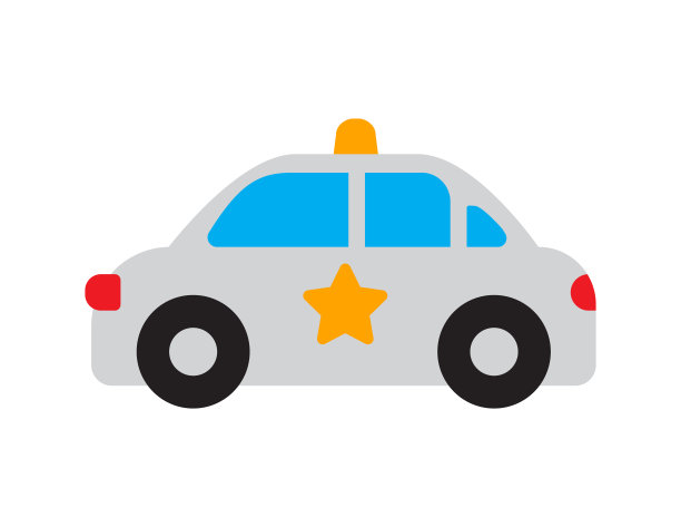 警车插图为着色书模板，警车为儿童工作表打印图片下载