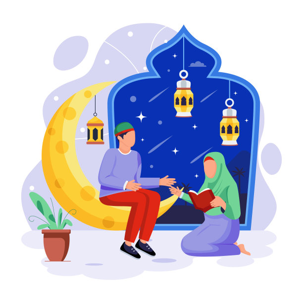 斋月平面人物插画图片下载