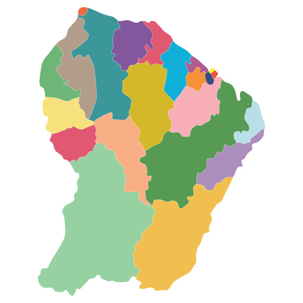 法属圭亚那地图。法属圭亚那行政省多色地图图片下载