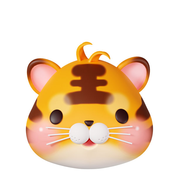 3D渲染插图，可爱的生肖老虎图片下载