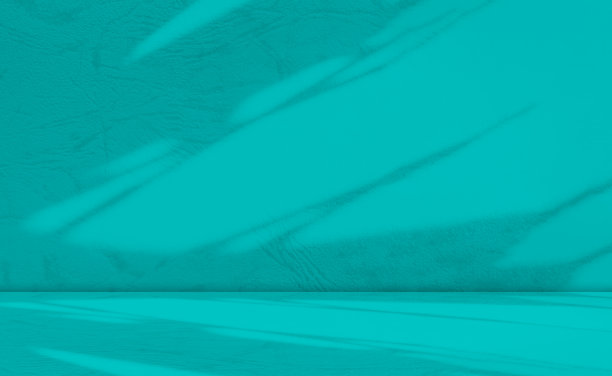 绿色阴影背景背景产品3d Bg轻叶墙讲台抽象叶最小表呈现夏季热带，阁楼背景平台柔和梯度两色调工作室地板场景蓝绿色。图片下载