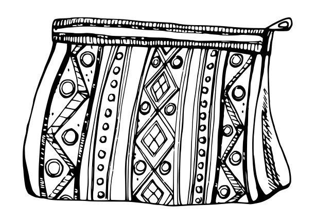 手绘水墨矢量插画，绣民族印第安服饰南美中美洲时尚文化包。白色背景上孤立的单一物体。设计旅游、度假、宣传册、印刷品图片下载