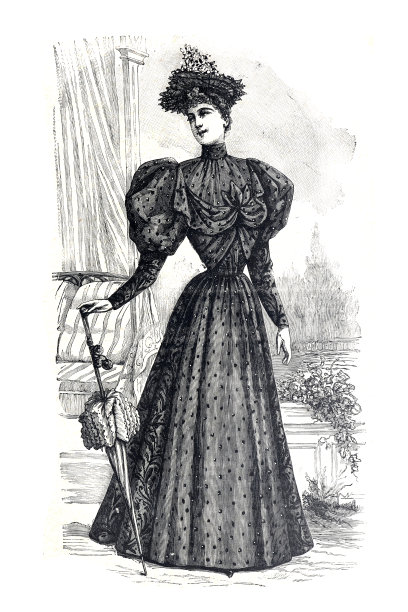 穿着得体的女士，穿着古装的女士。公主裙或女王裙。老式的衣服。时尚产业。19世纪的服装。18世纪的服装。精英的裙子。图片下载
