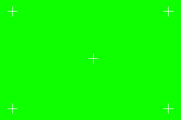 绿屏色度键背景，取景器相机框架，视频胶片屏幕模板，叠加。影院显示与网格。矢量图图片下载