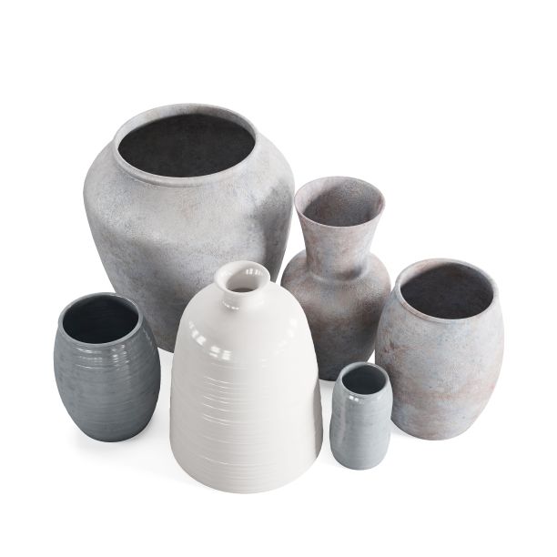 白色背景上的粘土罐3D渲染图片下载