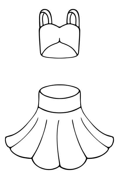 两肩带短胸衣和喇叭裙。t恤和及膝裙，下摆有褶图片下载