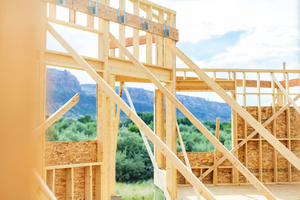 西部科罗拉多建筑工地木材材料框架家庭照片图片下载
