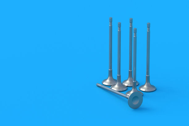 一套发动机气门。汽车零部件。多余的细节。汽车或摩托车维修。汽车修理。副本的空间。三维渲染图片下载