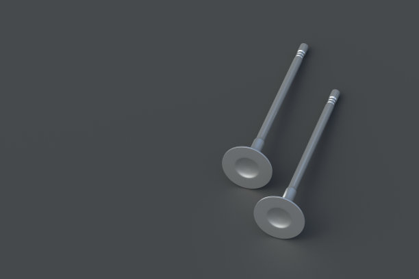 两个发动机气门。汽车零部件。多余的细节。汽车或摩托车维修。汽车修理。副本的空间。三维渲染图片下载