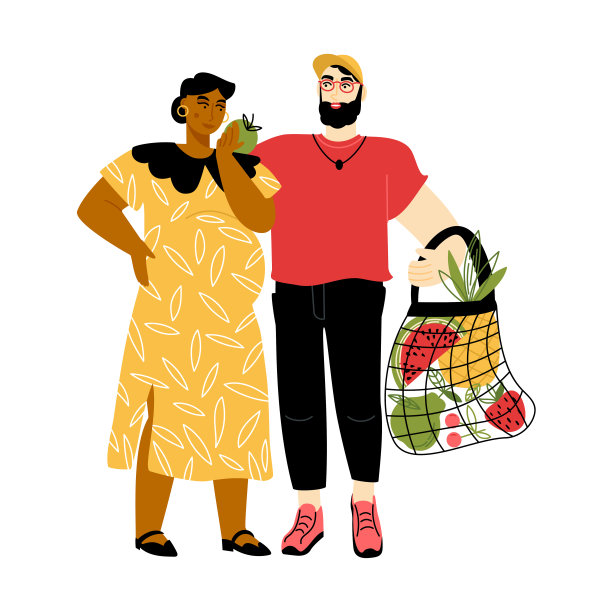 孕妇和丈夫扛着蔬菜图片下载