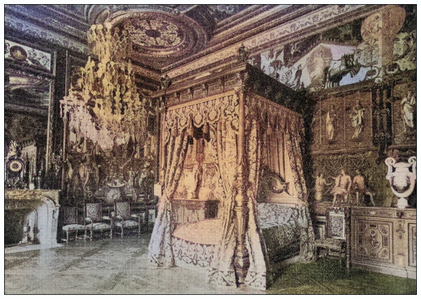 世界地标的古董照片(大约1894年):法国枫丹白露图片下载