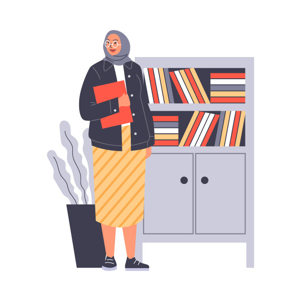 年轻的科学家或教师，戴着头巾的穆斯林妇女，在图书馆拿着书，接受伊斯兰教育或穿职业装图片下载