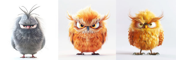 愤怒有趣的猫头鹰孤立在白色的背景上图片下载