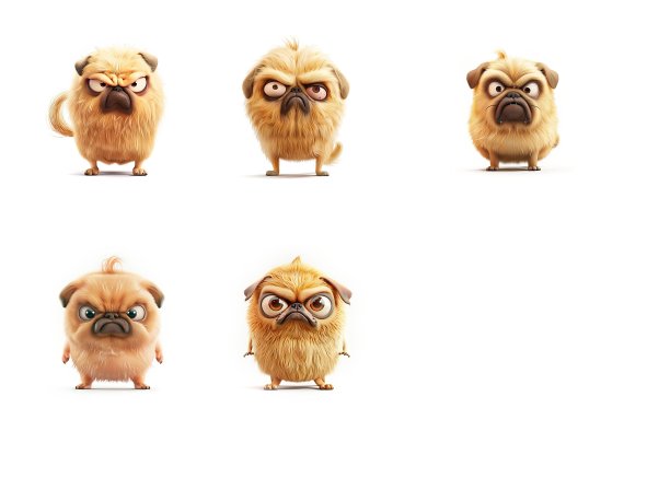 愤怒有趣的哈巴狗被隔离在白色背景上图片下载