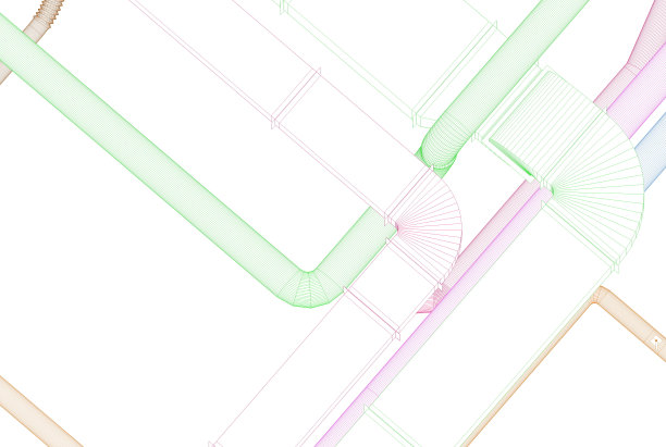 BIM (Building Information Modeling)通风系统设计三维效果图。图片下载