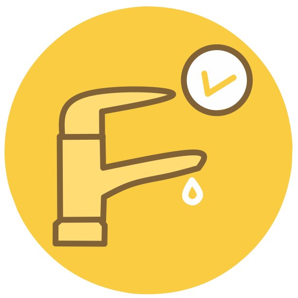 黑色水龙头与落下的水滴图标隔离在白色背景图片下载