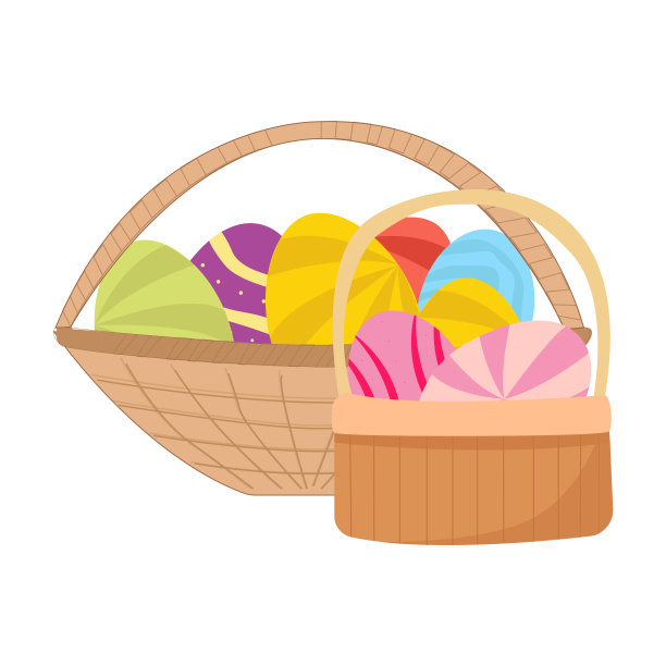 复活节，快乐的复活节，复活节彩蛋篮，复活节彩蛋，彩色彩蛋图片下载