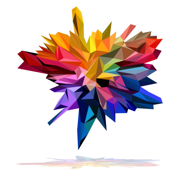 多色三角形多边形模型图片下载