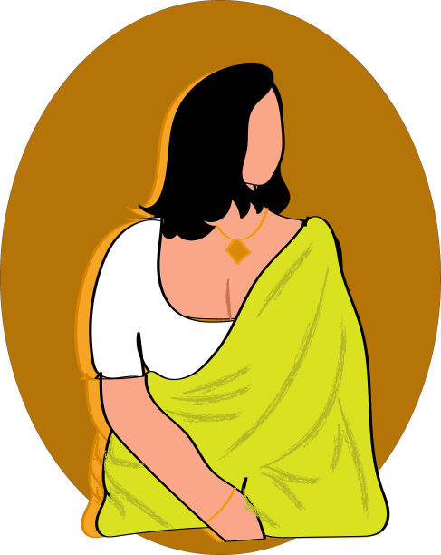 印度传统妇女穿着纱丽的插图图片下载