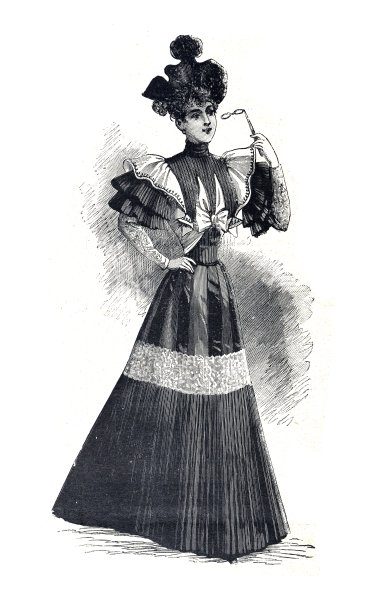 穿着得体的女士，穿着古装的女士。公主裙或女王裙。老式的衣服。时尚产业。服装。过去。历史的服装。17或18世纪的服装。精英的裙子。图片下载