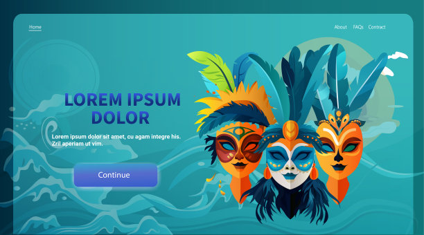 彩色面具巴西节日节日庆典问候邀请明信片文化和传统嘉年华派对概念图片下载
