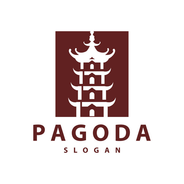 佛教文化建筑宝塔符号矢量复古设计简约极简插画图片下载