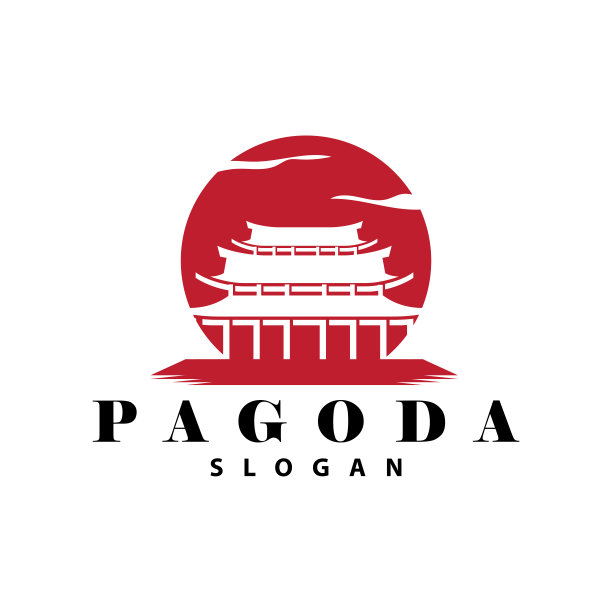 佛教文化建筑宝塔符号矢量复古设计简约极简插画图片下载