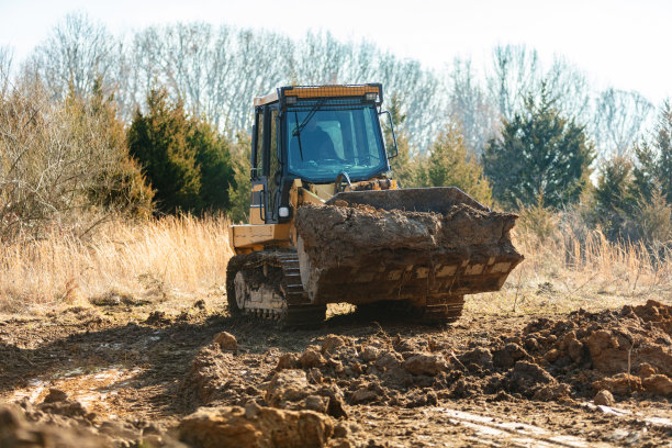 土方移动设备土地开发和池塘建设中西部美国密苏里州照片系列图片下载
