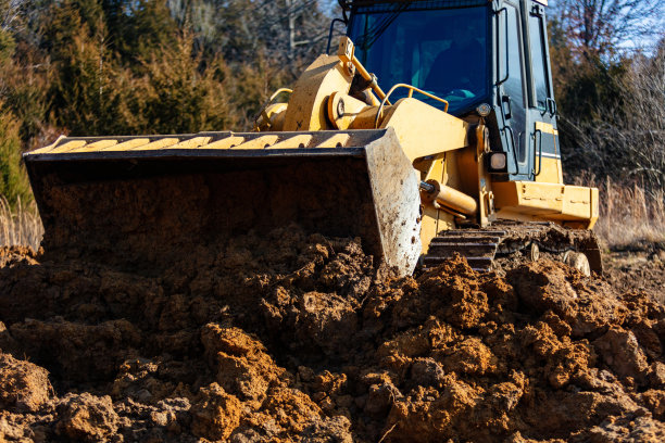 土方移动设备土地开发和池塘建设中西部美国密苏里州照片系列图片下载