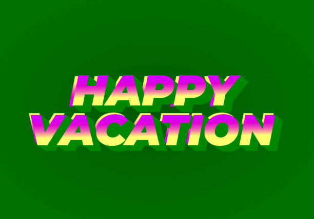 快乐的假期。文字效果在吸引眼球的颜色与3D风格图片下载