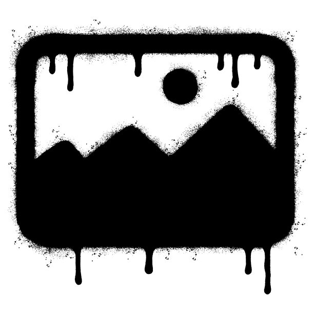 喷漆涂鸦图片图标喷隔离与白色背景。涂鸦图片符号与超过喷在黑色在白色。矢量插图。图片下载