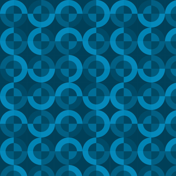 抽象二维几何图案，几何背景，蓝色循环，圆圈，圆形，可循环的元素，无缝背景，平面插图图片下载