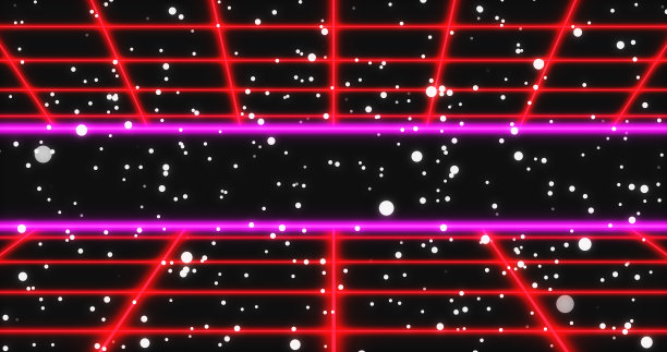 未来复古风格的双网格背景与星星移动bg。科技夜总会80年代风格的迪斯科俱乐部背景。老式网络空间宇宙运动图形网格移动无缝循环。图片下载