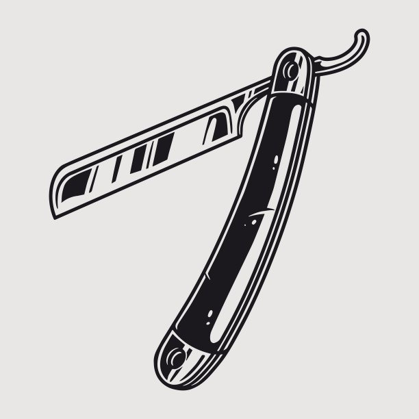 剃须叶片复古单色标识图片下载