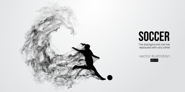 摘要足球运动员在行动中孤立的白色背景。矢量图图片下载