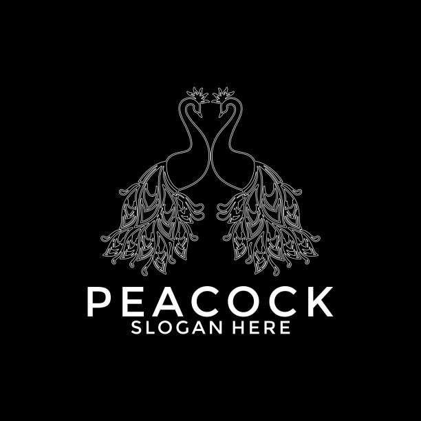 豪华孔雀鸟标志图标，抽象孔雀标志矢量设计模板图片下载