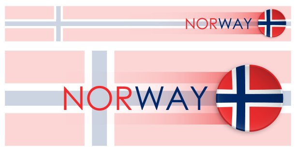 现代新形态风格的挪威国旗横网横幅。网页挪威国家标题按钮移动应用程序或互联网网站。向量图片下载