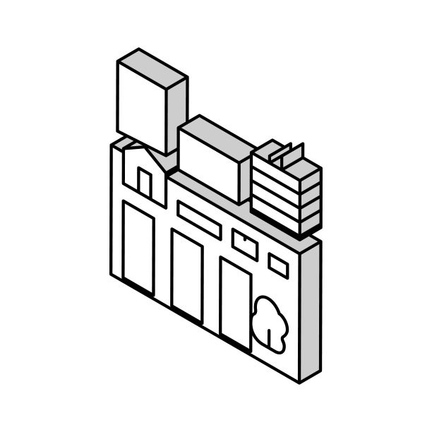 植物花园在城市等距图标矢量插图图片下载