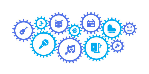 齿轮机构和音乐图标图片下载