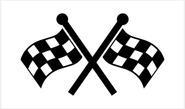 两面交叉的比赛旗帜。冠军，孤立的旗帜。方格和交叉矢量股票插图EPS 10图片下载