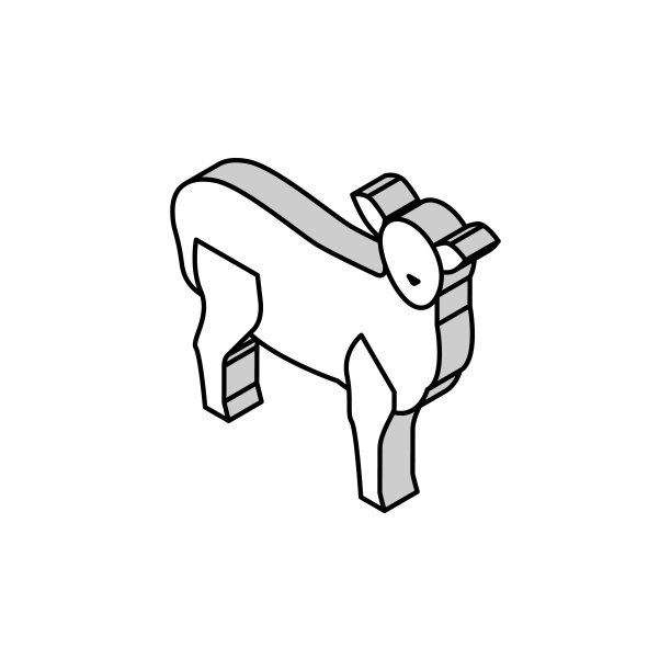 小羊家养农场动物等距图标矢量插图图片下载