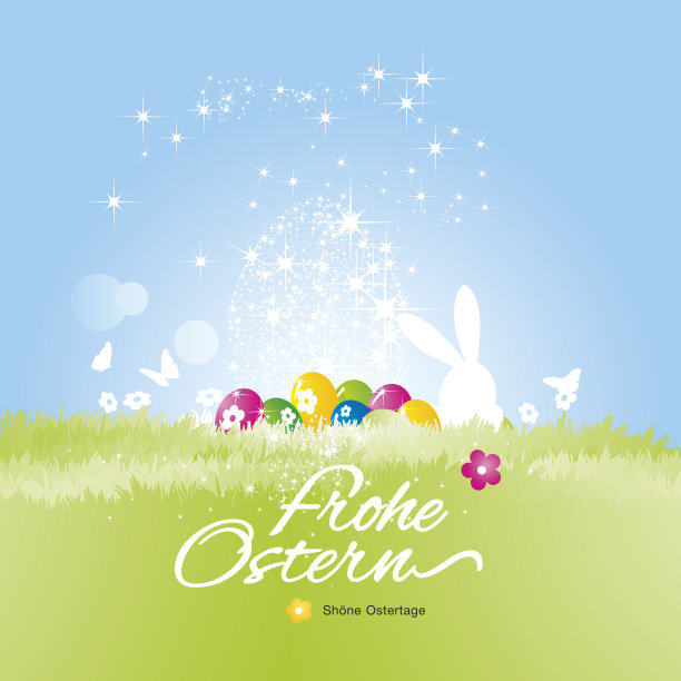 复活节快乐(Frohe osteren - German)背景彩色矢量图片下载