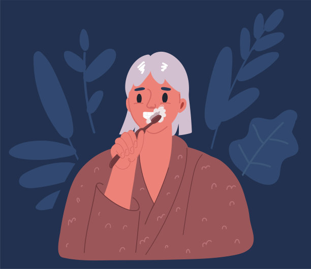 牙科保健概念的卡通矢量插图。清洁牙齿的女孩图片下载