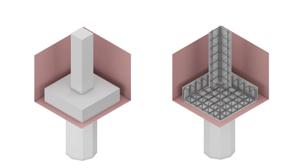 房屋及建筑物结构，桩支撑荷载及钢筋混凝土基础安装，三维效果图图片下载