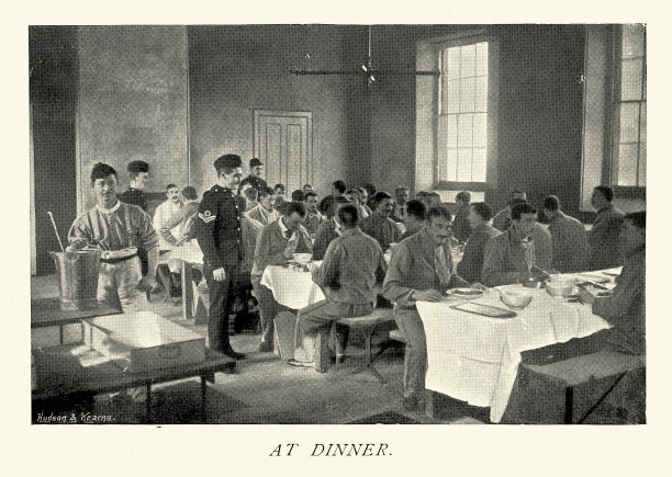 19世纪维多利亚时期，皇家维多利亚医院，用餐时的病人图片下载