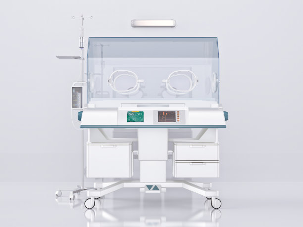 剖腹产后的医院婴儿保温箱。儿童病房的早产儿或生病婴儿保温箱。现代医疗中心的新生儿重症监护病房。三维演示图片下载