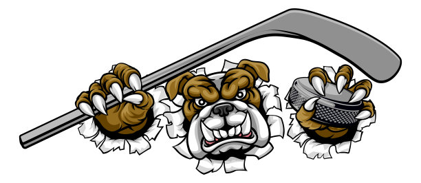 斗牛犬冰球运动员动物运动吉祥物图片下载